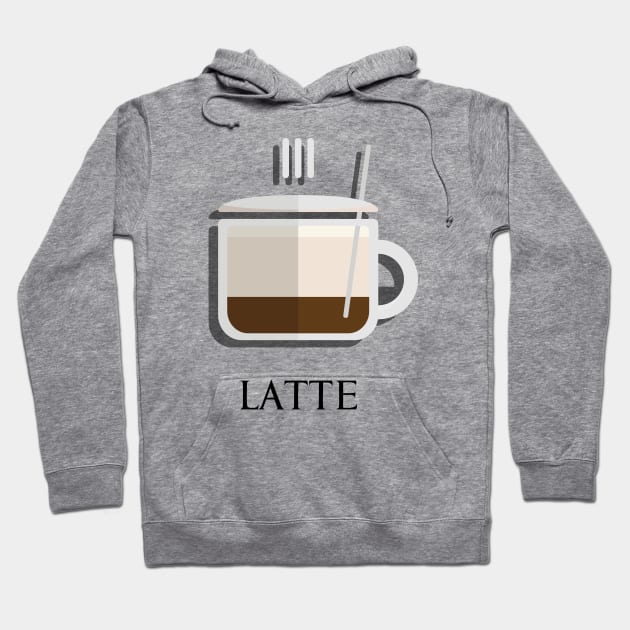 Hot Latte coffee front view in flat design style Hoodie by FOGSJ